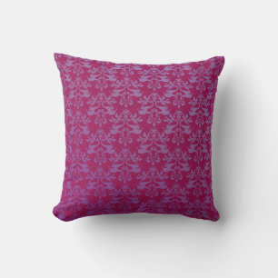 Coussin éléphant damas rouge violet dispersé