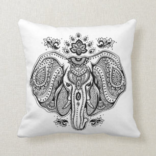 Coussin Éléphant d'Asie vintage inspiré