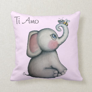 Coussin Éléphant de bébé avec le carreau de rose d'abeille