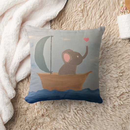 Coussin Éléphant de bébé dans un bateau (Couverture)