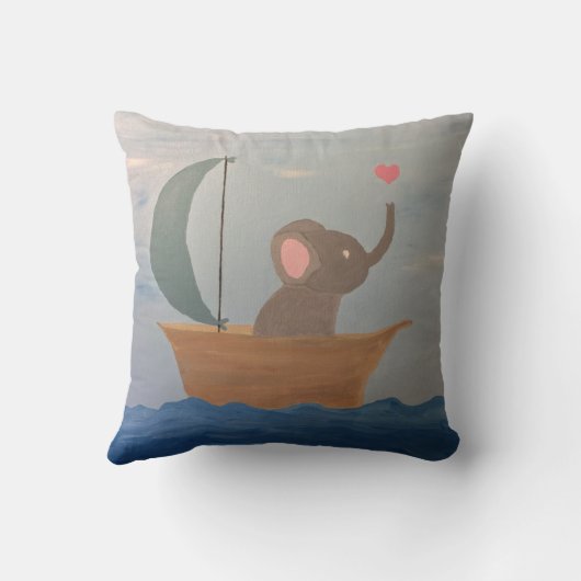 Coussin Éléphant de bébé dans un bateau (Verso)