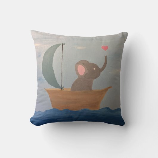 Coussin Éléphant de bébé dans un bateau (Recto)