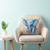 Coussin Éléphant de bébé dans un jardin pastel (Chaise)