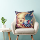 Coussin Éléphant de bébé mignon dormant sur une lune (Chaise)