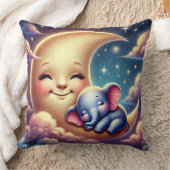 Coussin Éléphant de bébé mignon dormant sur une lune (Couverture)