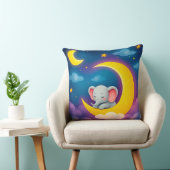 Coussin Éléphant de bébé mignon dormant sur une lune (Chaise)