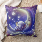 Coussin Éléphant de bébé mignon dormant sur une lune (Couverture)