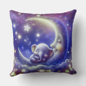 Coussin Éléphant de bébé mignon dormant sur une lune (Verso)