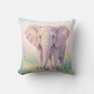 Coussin Éléphant de bébé mignon Prairie pastel