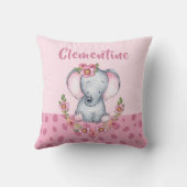 Coussin Eléphant de charme PInk Poster de animal floral (Verso)