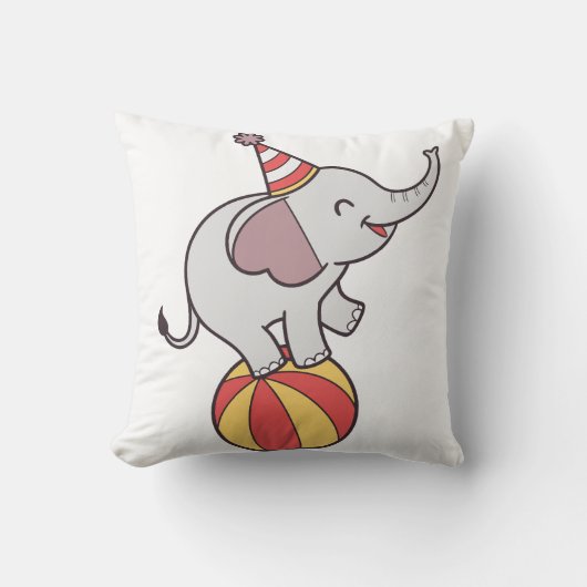 Coussin Eléphant de cirque mignon sur la balle - Anniversa (Recto)