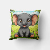 Coussin Éléphant de dessin animé adorable (Verso)