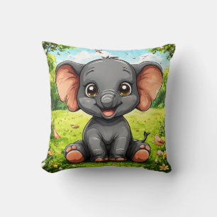 Coussin Éléphant de dessin animé adorable