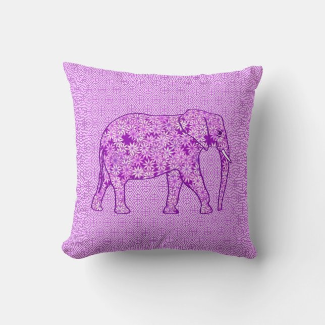 Coussin Éléphant de fleur - pourpre d'améthyste (Recto)