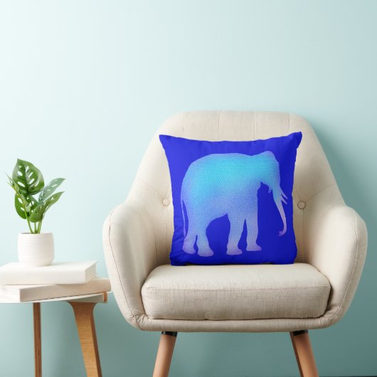 Coussin Éléphant de mosaïque bleue (Chaise)