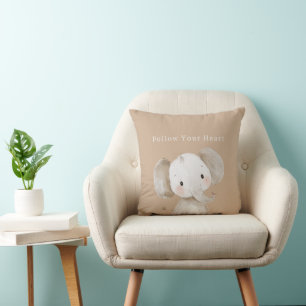 Coussin Éléphant de safari marron Suivez votre cœur