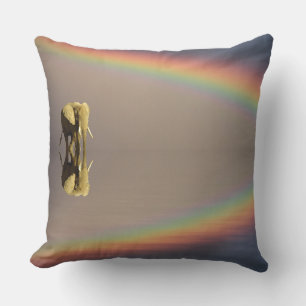 Coussin Éléphant, eau et arc-en-ciel, Kenya