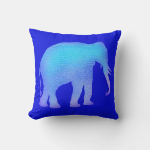 Coussin Éléphant en mosaïque bleue