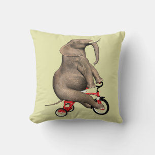 Coussin Eléphant Gentil À Tricycle