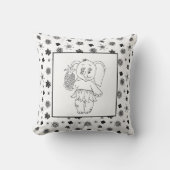Coussin Eléphant Girl Modern Baby pour enfants gris noir (Recto)