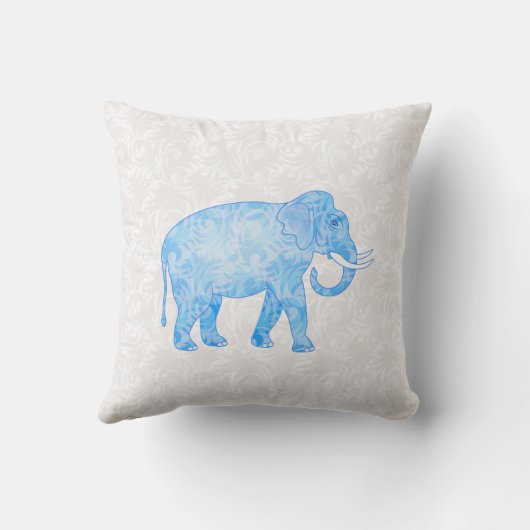 Coussin Éléphant indien bleu de motif (Verso)