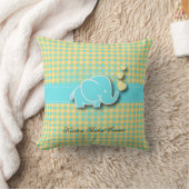 Coussin Éléphant jaune et bleu de bébé de plaid (Couverture)