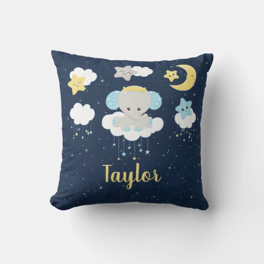Coussin Éléphant Jaune et Nuit (Recto)