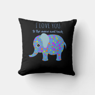 coussin éléphant " Je t'aime à la lune et au retou