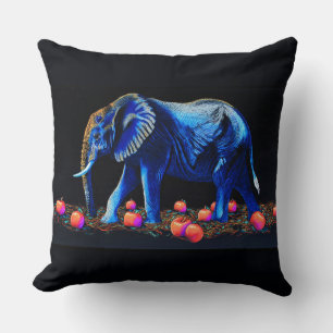 Coussin Éléphant Lumineux et Pommes Rouges