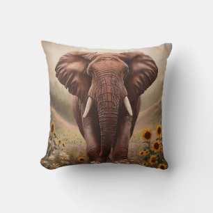 Coussin Eléphant Majestic dans le champ Fleur sauvage