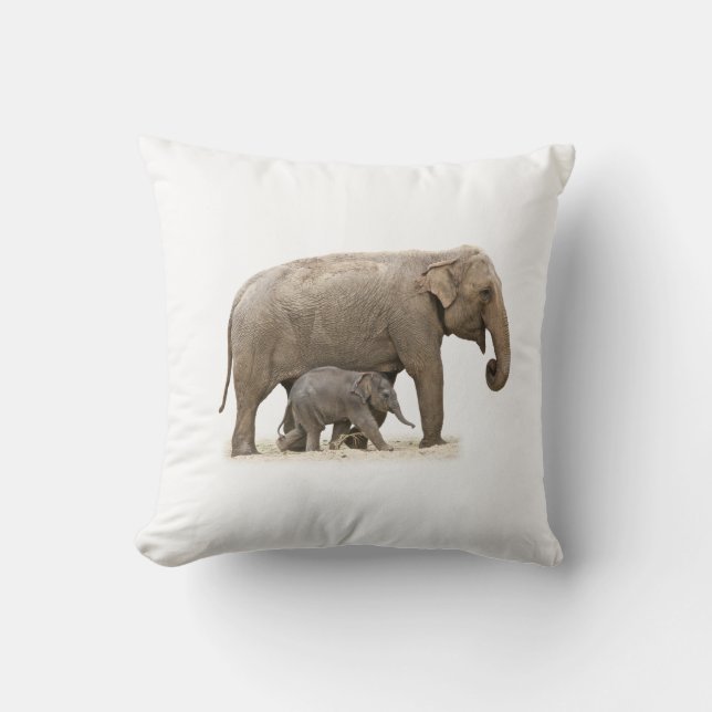 Coussin Eléphant mère et bébé (Recto)