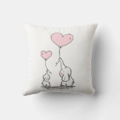 Coussin Eléphant mère et bébé avec ballons de coeur (Verso)