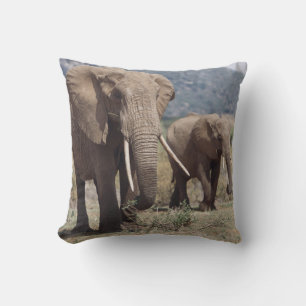 Coussin Éléphant mère marchant avec un éléphant jeune