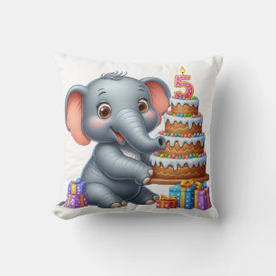 Coussin Éléphant Mignon 5ème Anniversaire