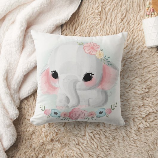 Coussin Eléphant mignon bébé fille (Couverture)