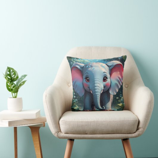 Coussin Eléphant mignon dans la pluie (Chaise)