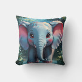 Coussin Eléphant mignon dans la pluie (Recto)
