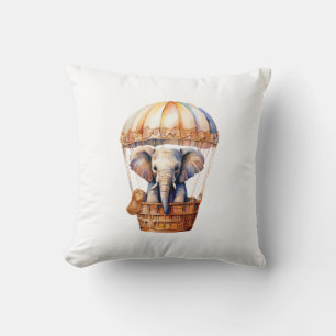 Coussin Eléphant mignon dans un ballon à air chaud