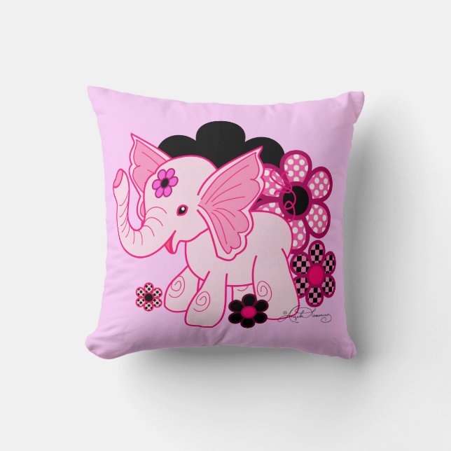 Coussin Éléphant mignon de Kawaii (Recto)