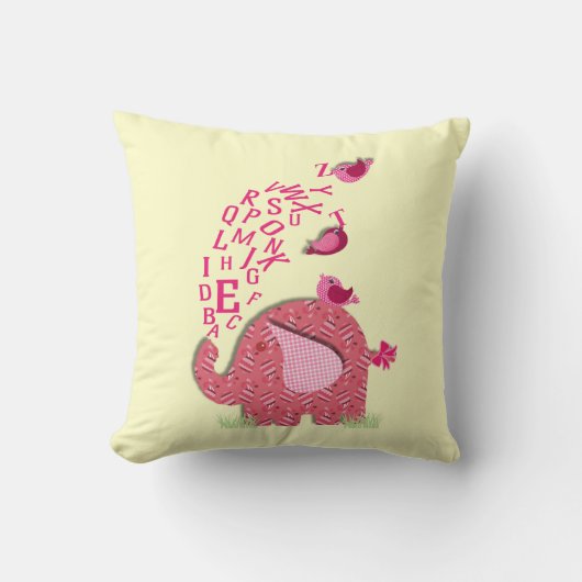 Coussin Eléphant mignon et chiche Alphabet Imprimer (Recto)