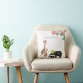 Coussin Eléphant mignon & Giraffe Floral Personnalisé Nom  (Chaise)