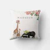 Coussin Eléphant mignon & Giraffe Floral Personnalisé Nom  (Verso)