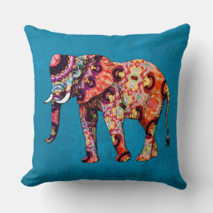 Coussin Eléphant multicolore coloré sur Arrière - plan ble