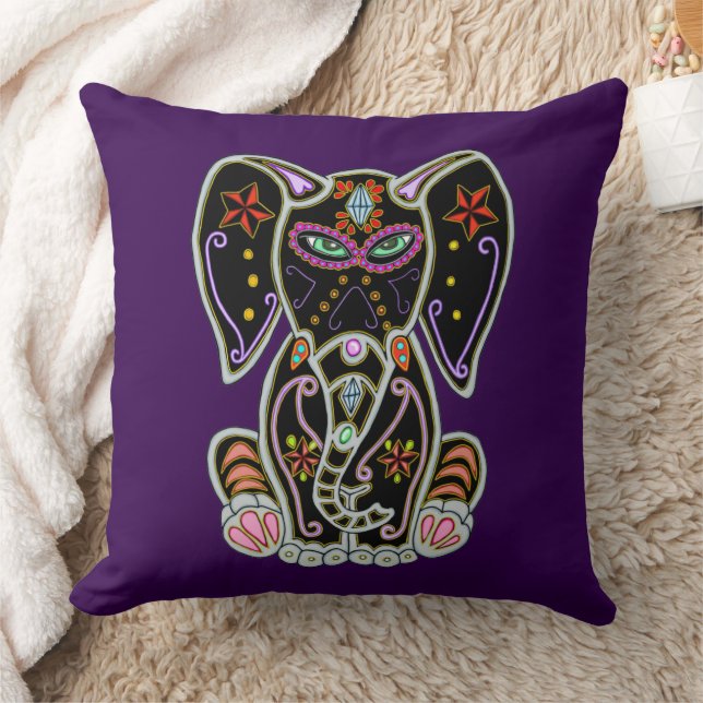 Coussin Eléphant mystique du crâne de sucre (Couverture)