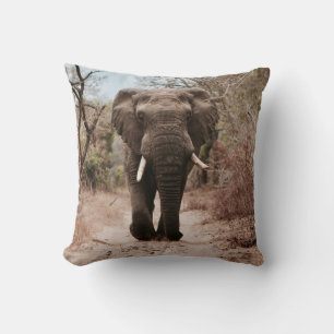 COUSSIN ÉLÉPHANT NOIR MARCHANT SUR SABLE BROWN