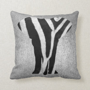 Coussin Éléphant noir métallique de peau de zèbre de g