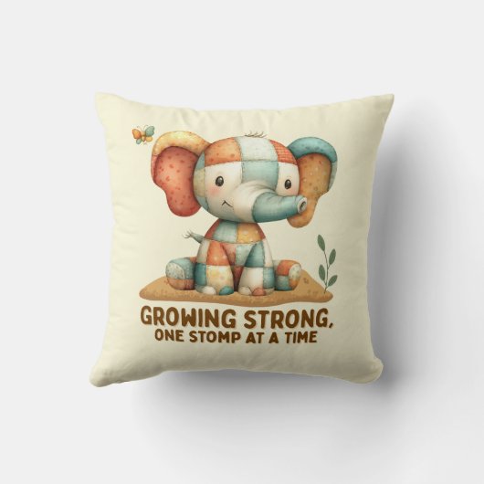 Coussin Éléphant Patchwork “Grandir en force (Verso)