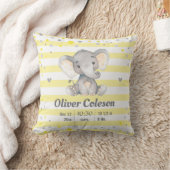Coussin Éléphant rayé gris jaune bébé Statistiques Nursery (Couverture)