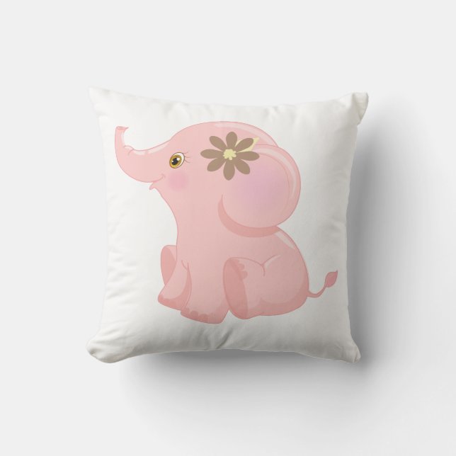 Coussin Eléphant rose bébé (Recto)