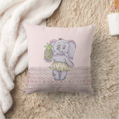 Coussin Eléphant rose Fille bébé moderne pour enfants Gris (Couverture)